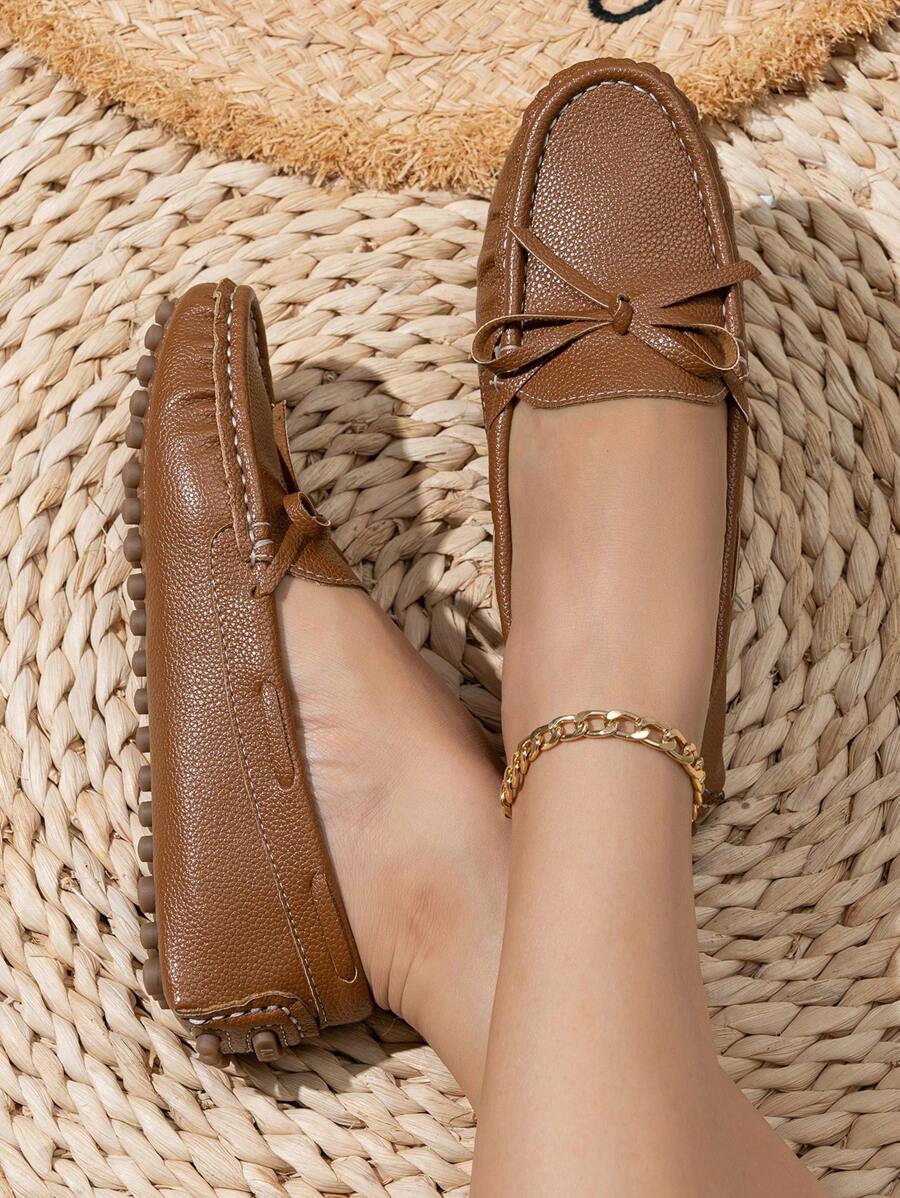 New Arrival Women's Casual Work Shoes/round Toe Flat Loafers/driving Shoes For All Seasons/black