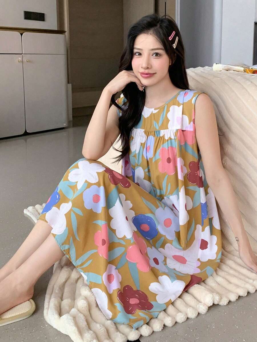 DAZY Ladies' Floral Print Camisole Sleep Dress