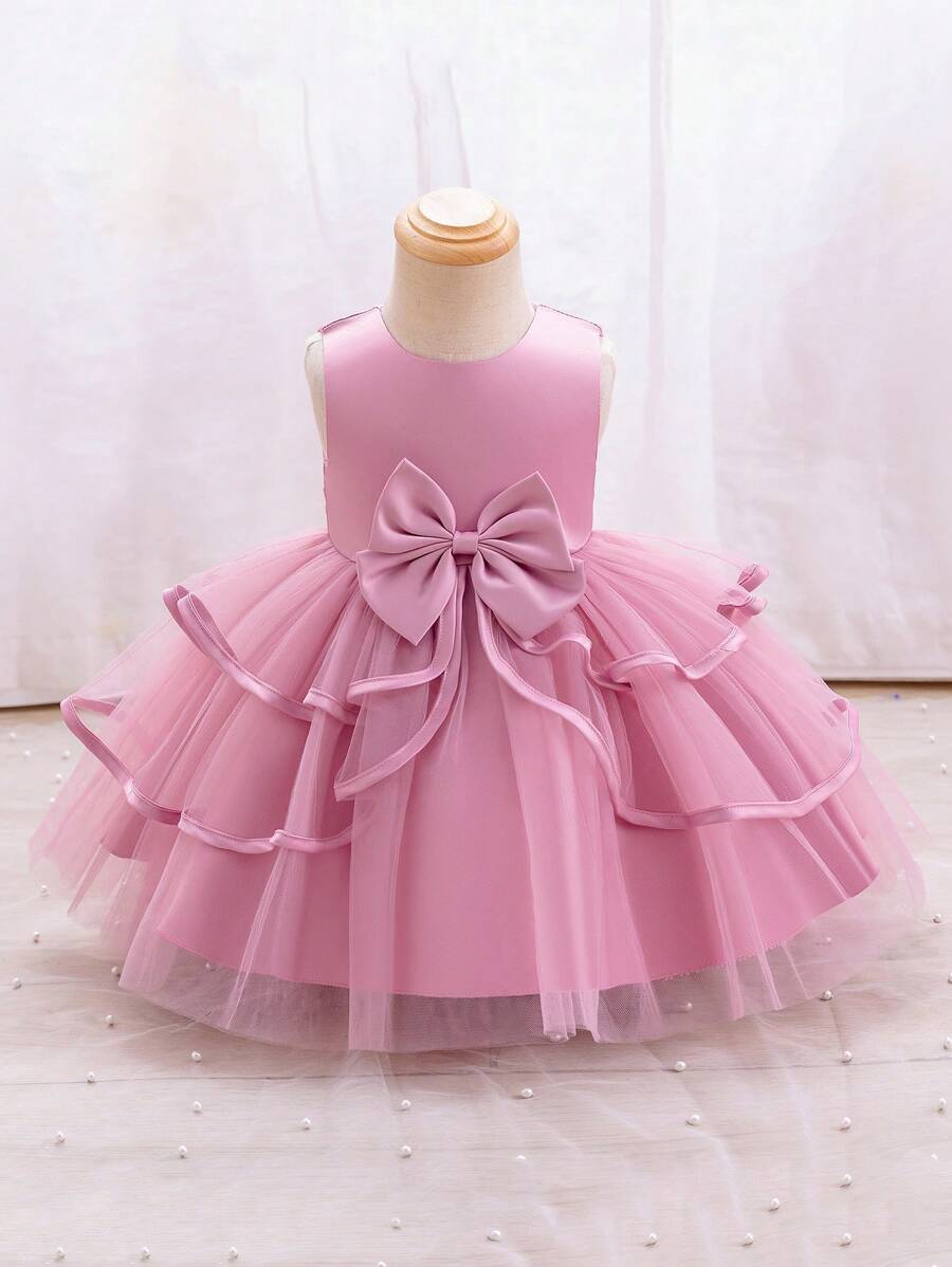 SHEIN Glamorique Kids Modisches und wunderschönes Kleid für Baby Mädchen, geeignet für Geburtstagspartys, Abendpartys, Aufführungen, Hochzeiten, Feier des ersten Monats und Taufen