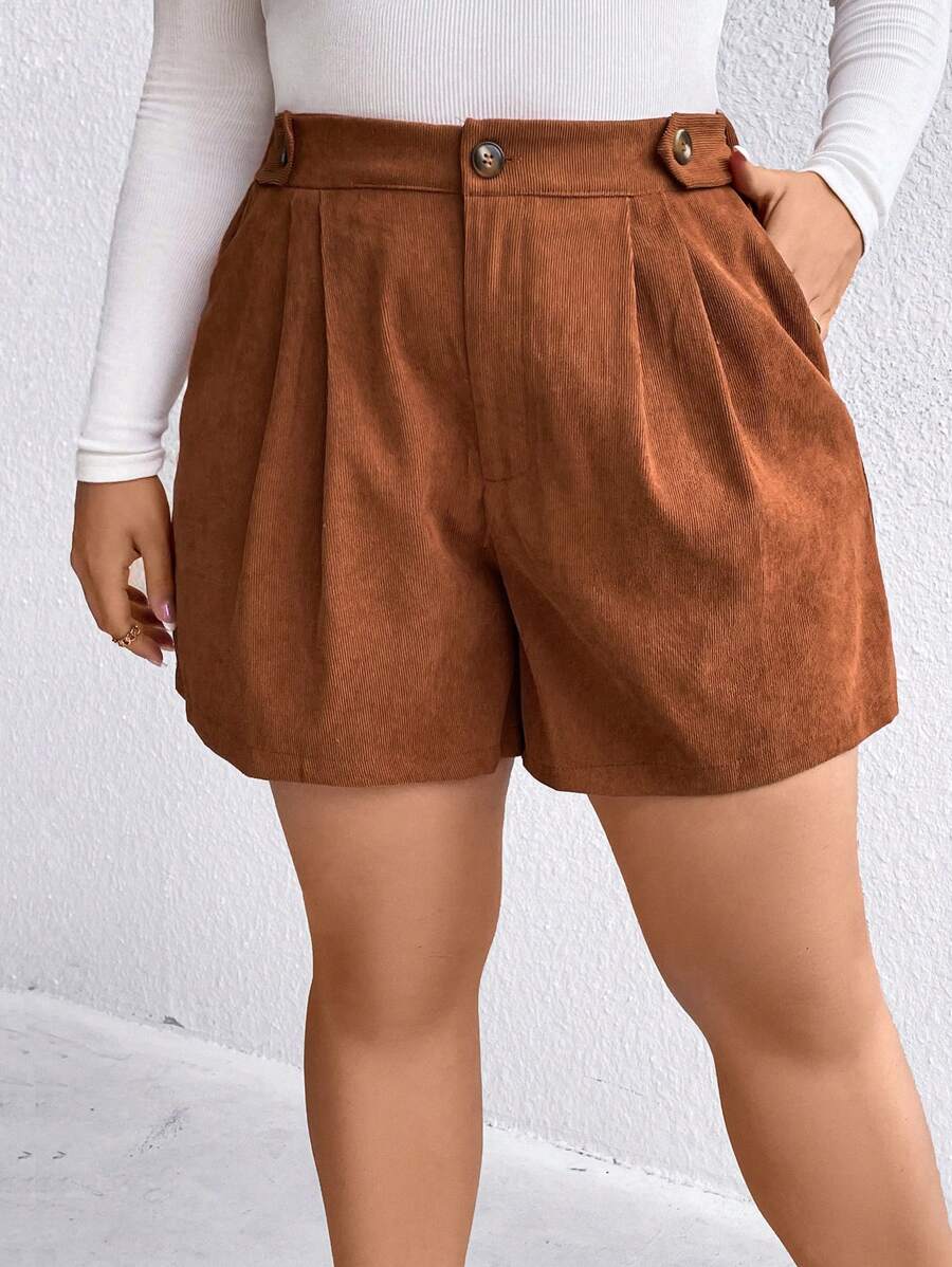 SHEIN LUNE Plus Short À Détail Plié À Poche