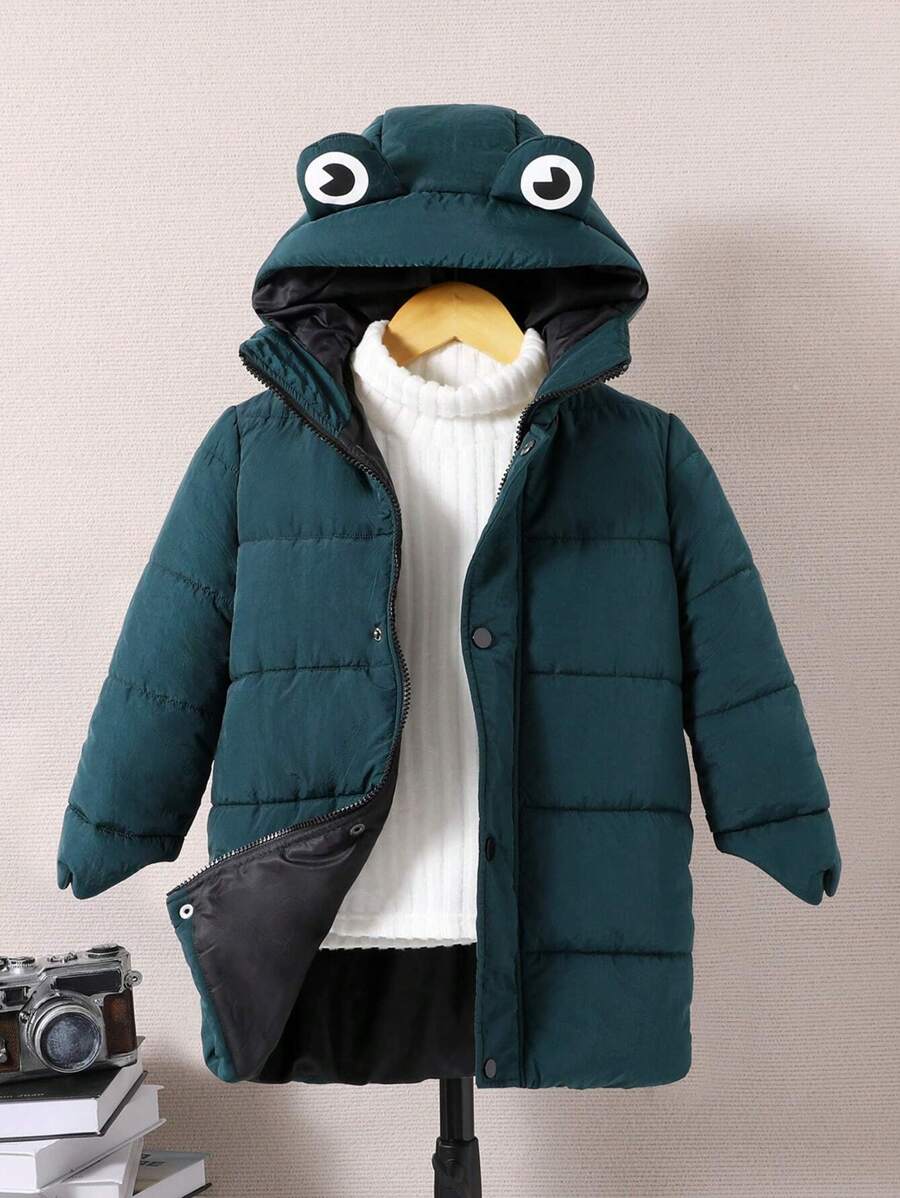 SHEIN 1 pieza Abrigo acolchado con capucha y diseño de oreja 3D para niño pequeño