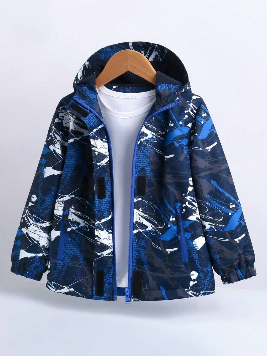 SHEIN Chica Joven 1 pieza Abrigo con capucha con estampado