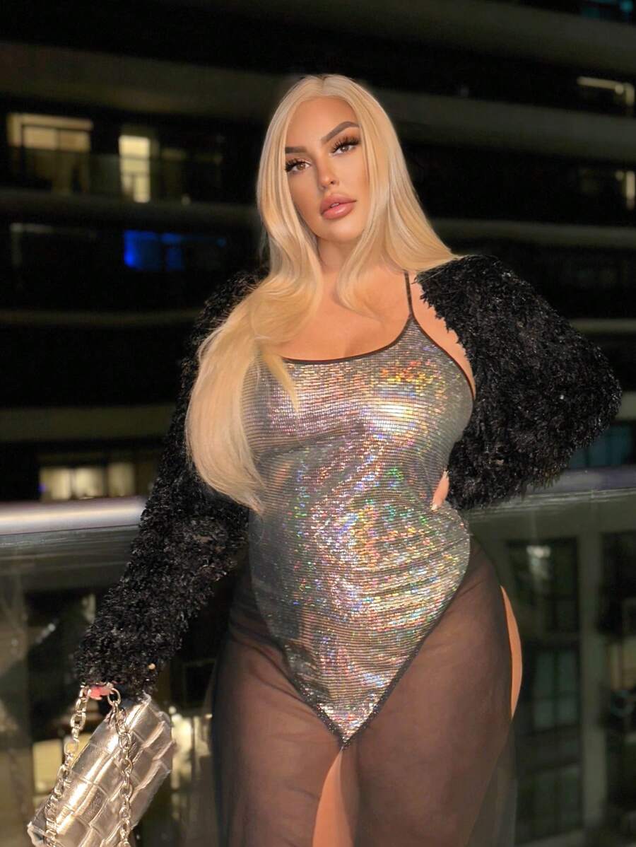 SHEIN SXY Plus Size Sparkly Jacket For New Year'S Dress