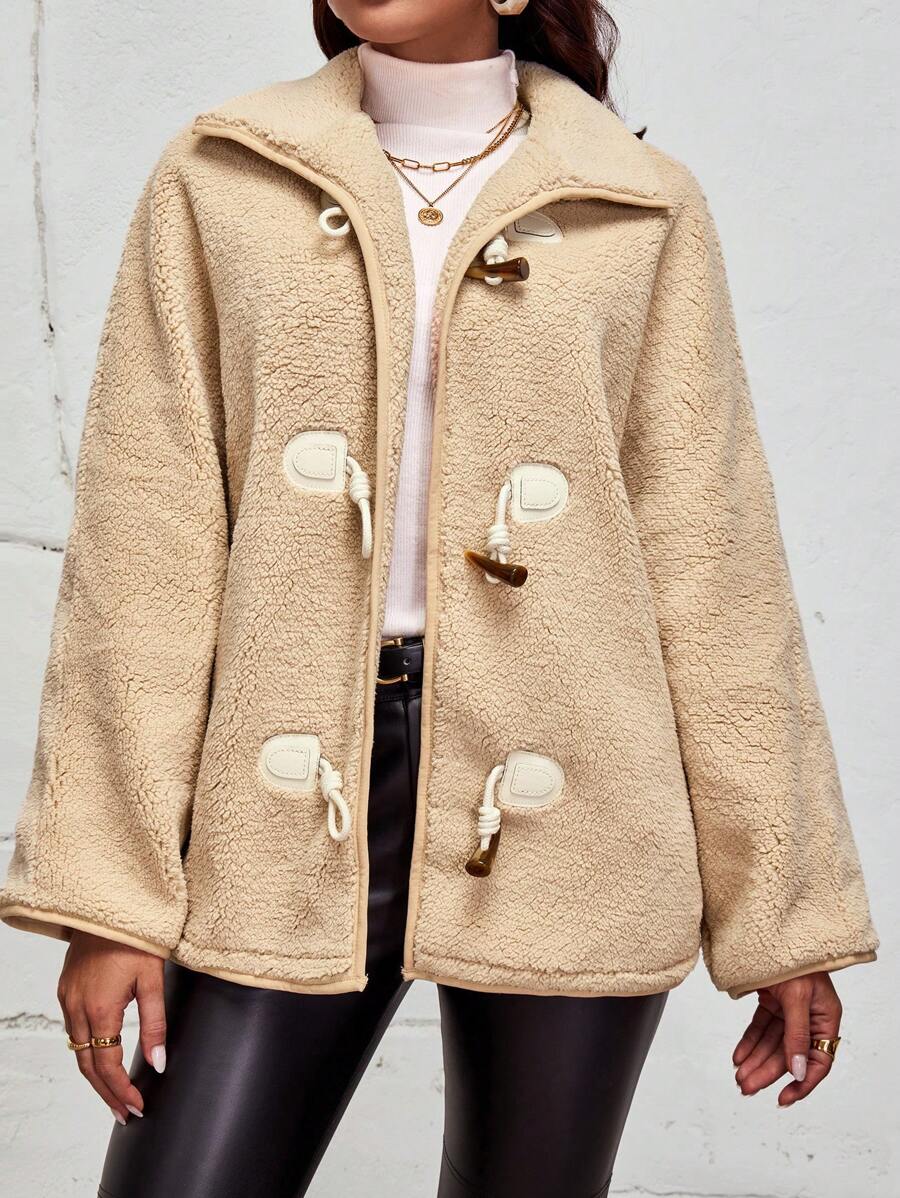 SHEIN LUNE Drop Shoulder Duffle Fleece Coat