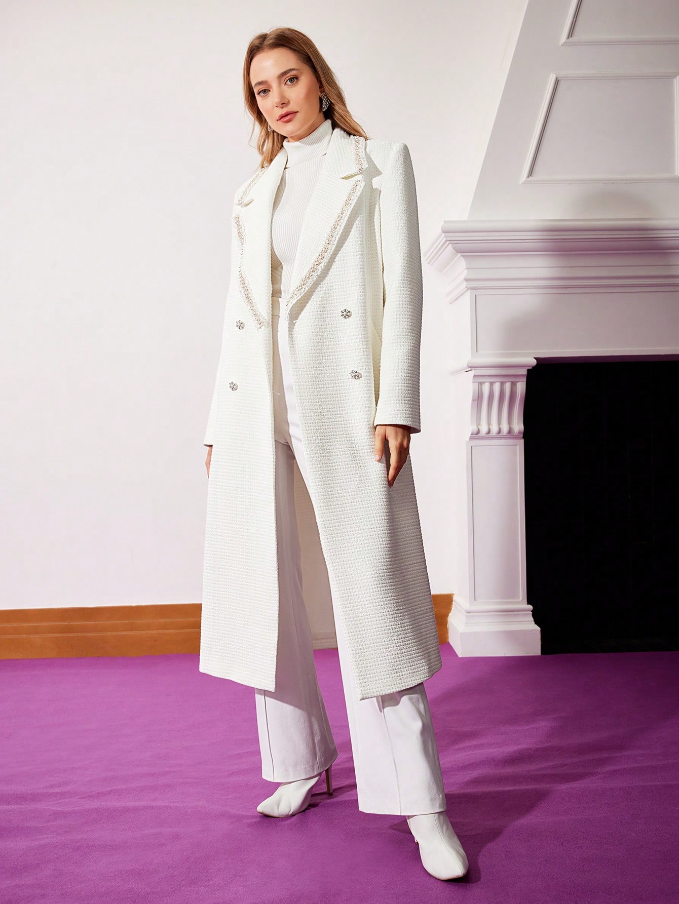 Her lip to　Tweed Belted Down Coat 美品 Her lip to Tweed Belted Down Coat S