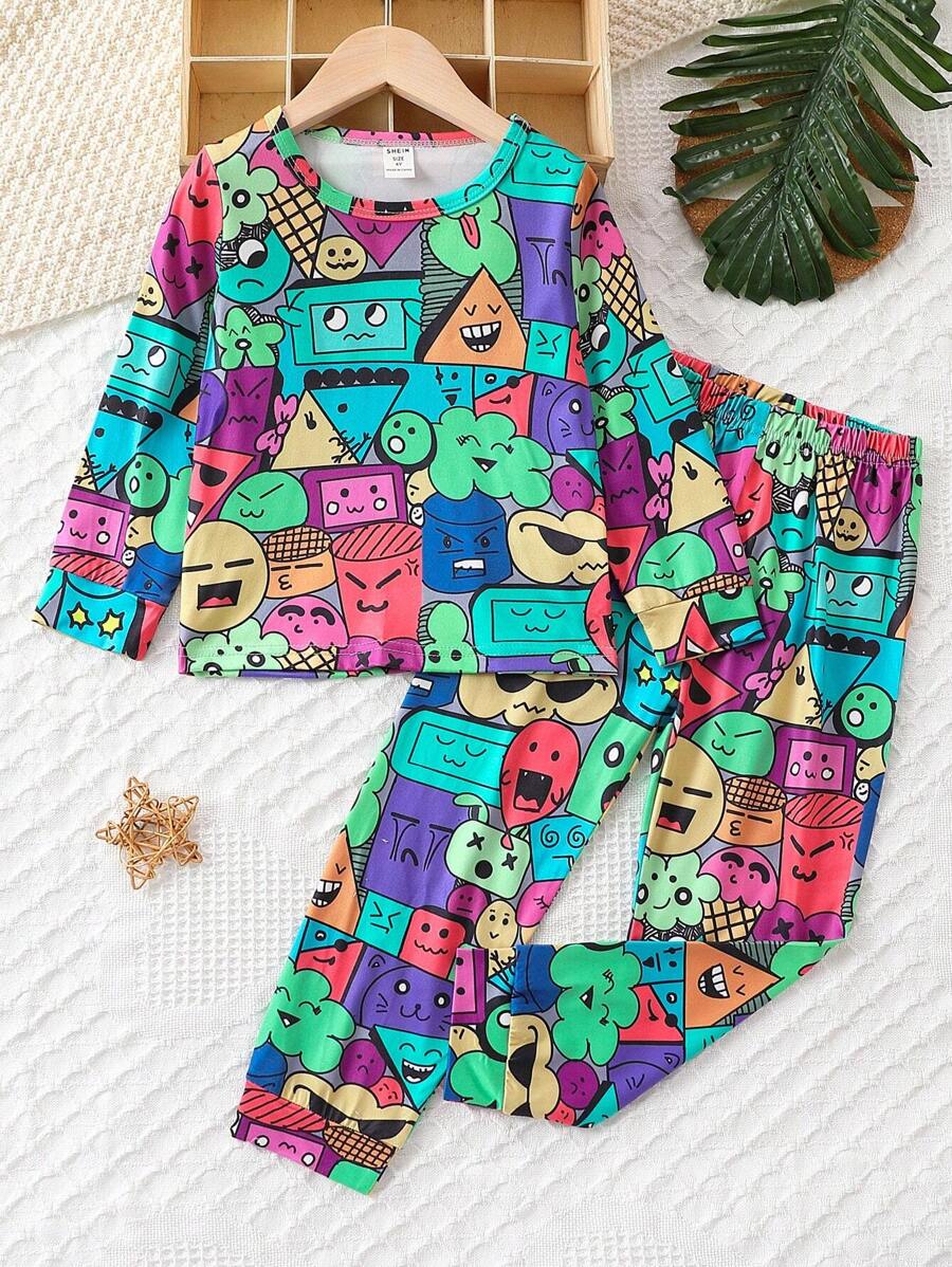 Vêtements De Détente Pour Garçon (jeune Enfant) À Motif De Dessin Animé Rouge Et Bleu