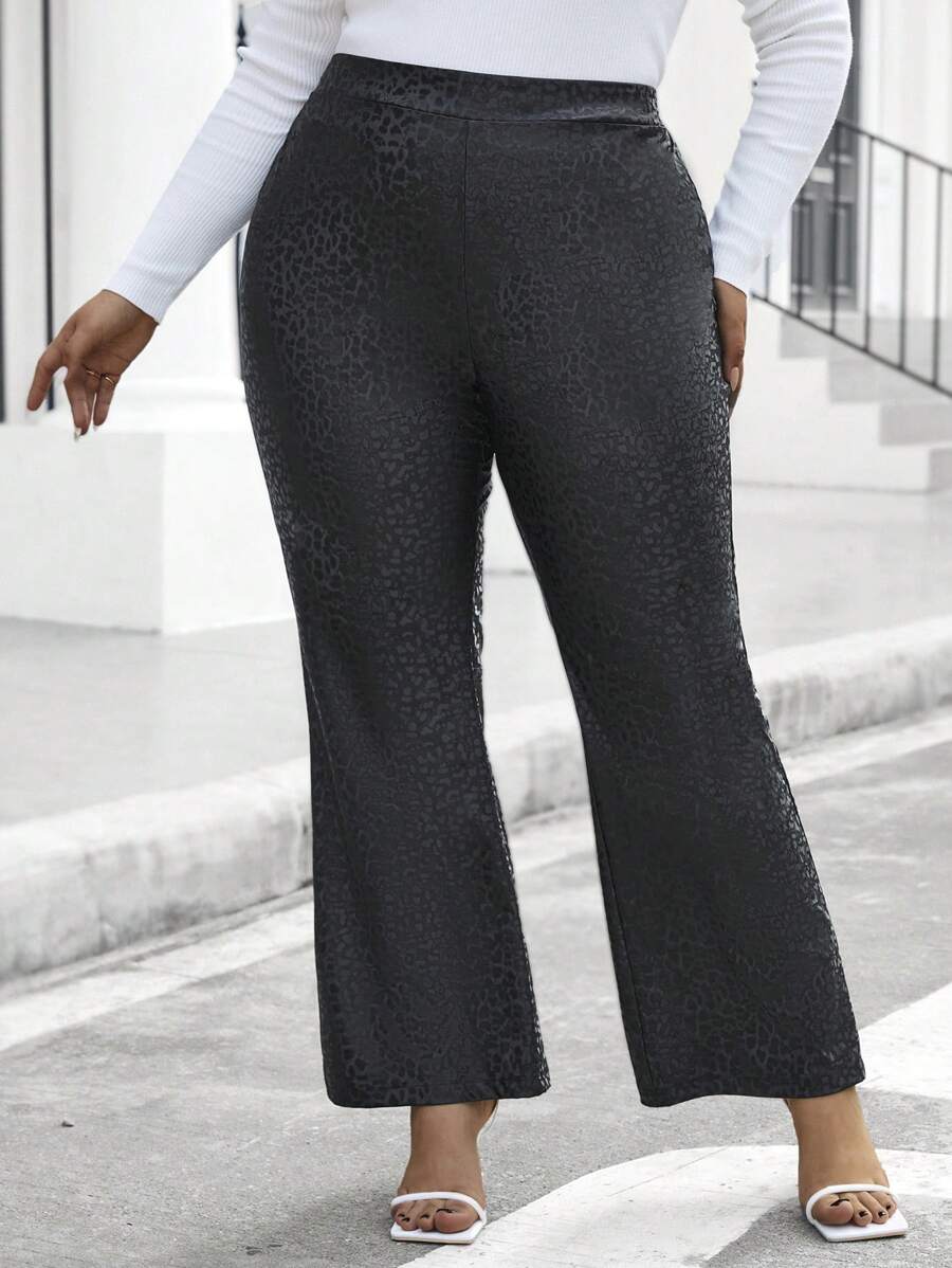 SHEIN Clasi Pantalon Évasé Jacquard Grande Taille Pour Femme