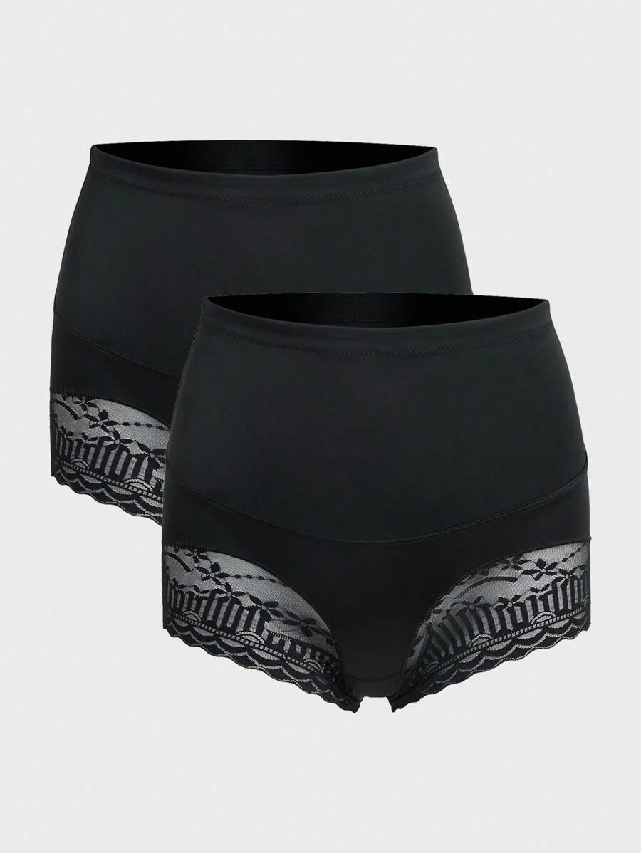 2 Packungen Shapewear Shorts mit Kontrastspitze
