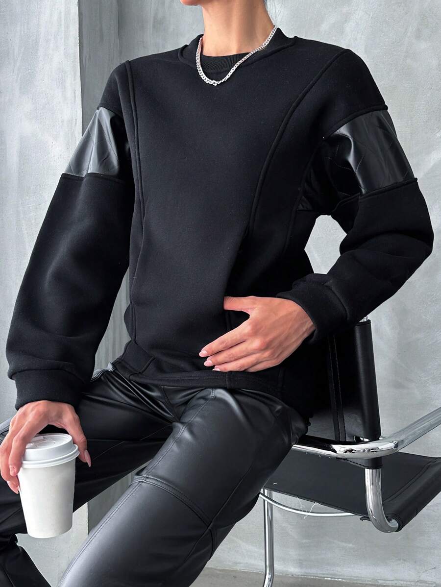 SHEIN Damski Okrągły Dekolt Opuszczane ramiona Bluzy