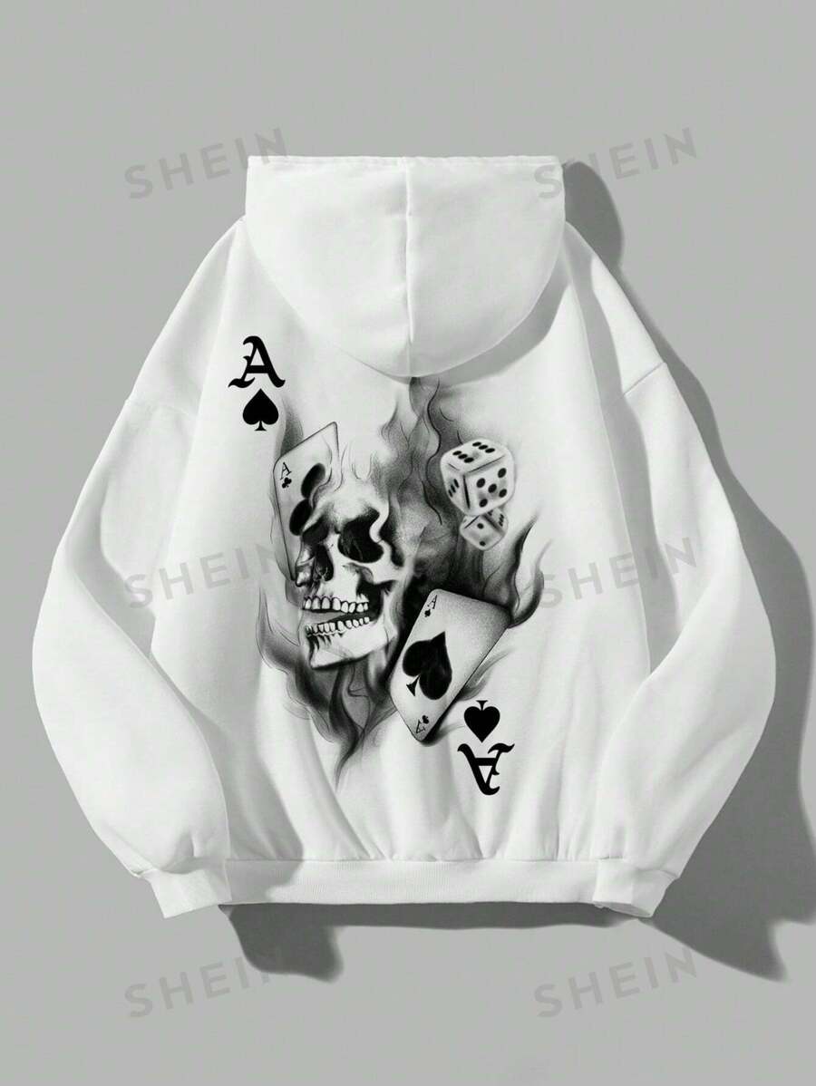 SHEIN EZwear Sudaderas con capucha holgadas forradas térmicas con diseño de cara fantasmal, imprescindibles para mujer en otoño/invierno, de vuelta al colegio, Halloween, tops de manga larga