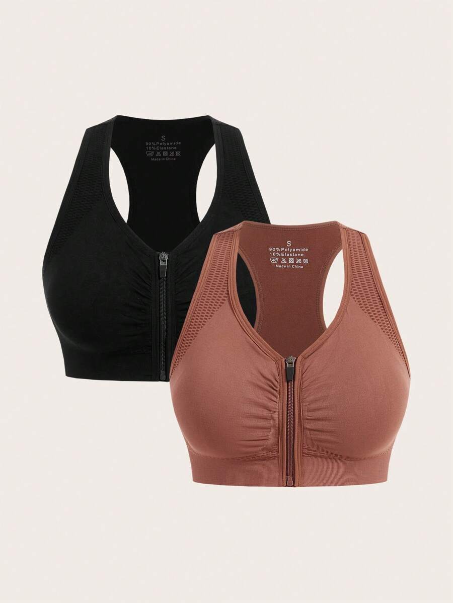 SHEIN Velisys 2 Pezzi Reggiseno Sportivo Tinta Unita
