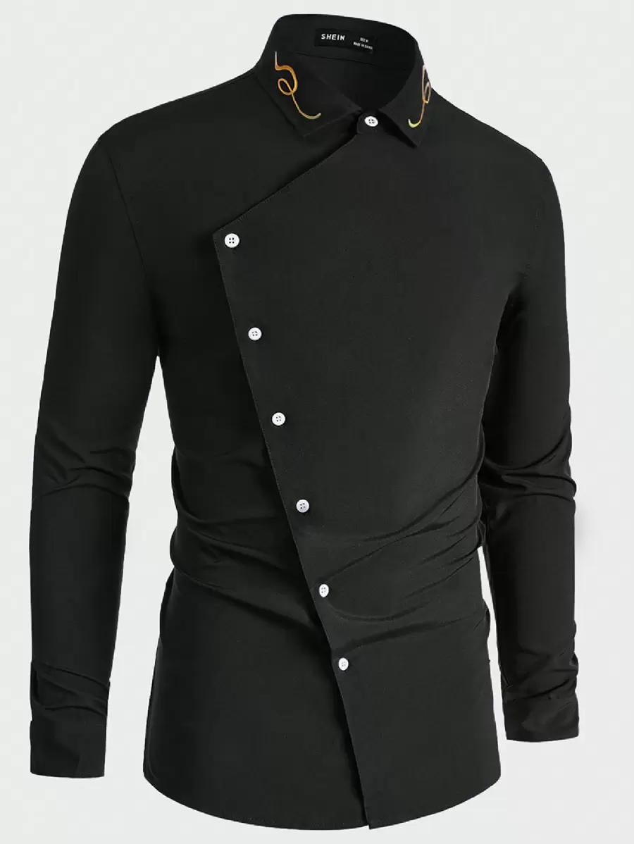 Manfinity VCAY Camisa holgada con botones y estampado gráfico para hombres