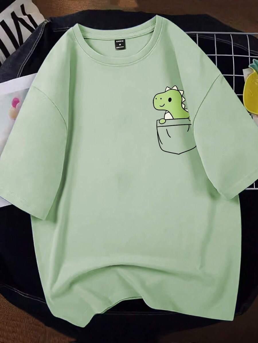 Manfinity Hypemode Men Cartoon Graphic Casual Short Sleeve Tee, Boyfriend Gift