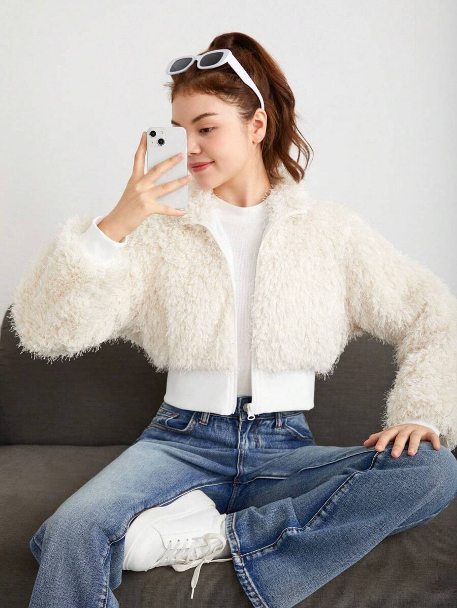 Teen Girl Zip Up Teddy Jacket