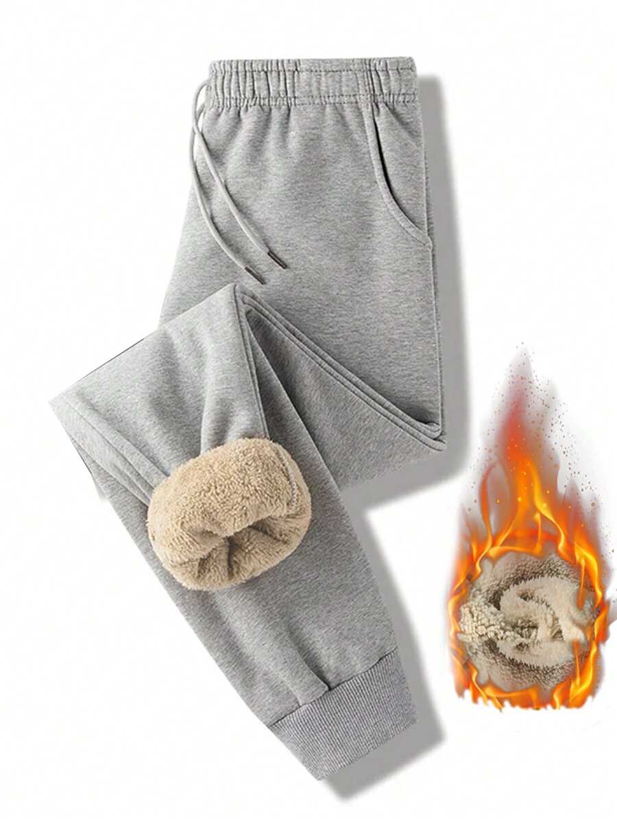 Men's Solid Color Drawstring Pocket Elastic Cuff Casual Sweatpants