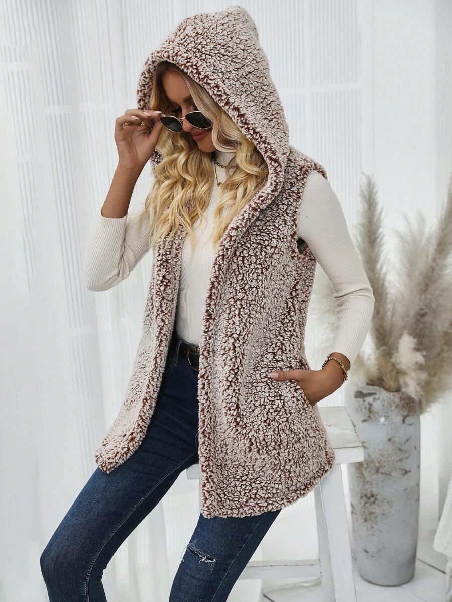 SHEIN LUNE Women's Sleeveless Hooded Jacket