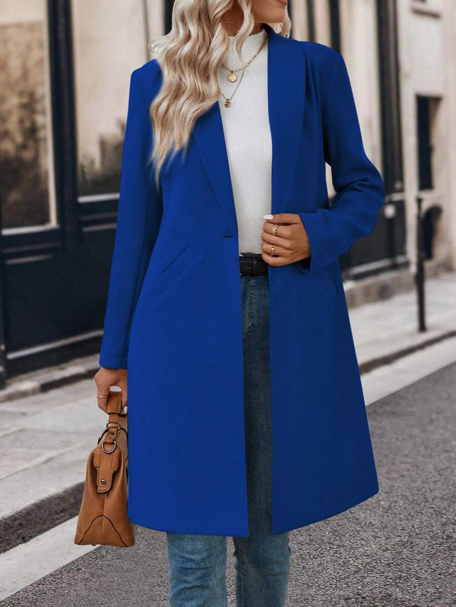 SHEIN LUNE Women's Shawl Collar Long Sleeve Wool Coat SHEIN USA