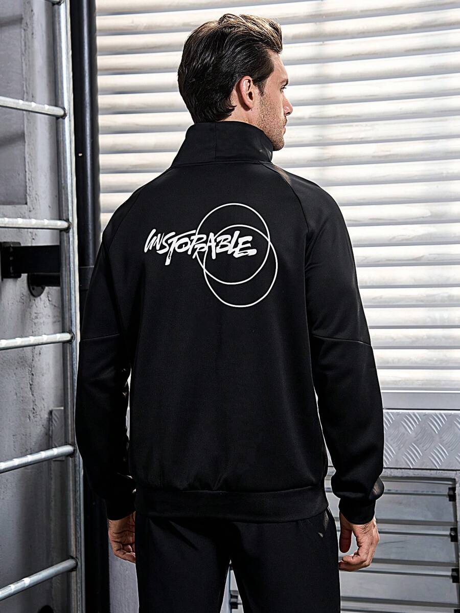 Manfinity Sport Corelite Men's High-Neck Pullover Sports Sweatshirt With Letter Print Men Sweatshirt