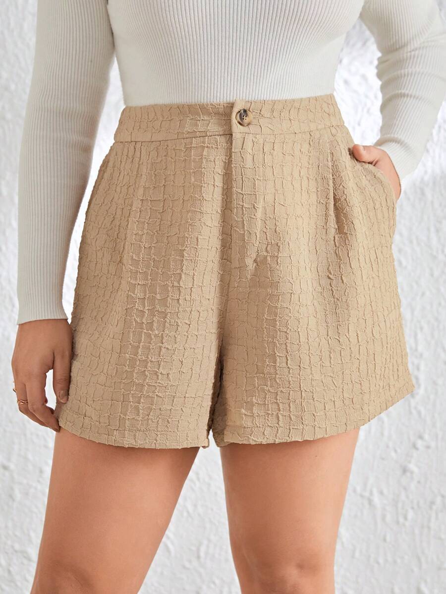 SHEIN Essnce Plus Size Textured Fabric Shorts