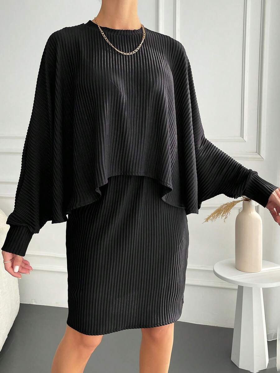 RueChic Women's Loose Pleated Top And Skirt Set