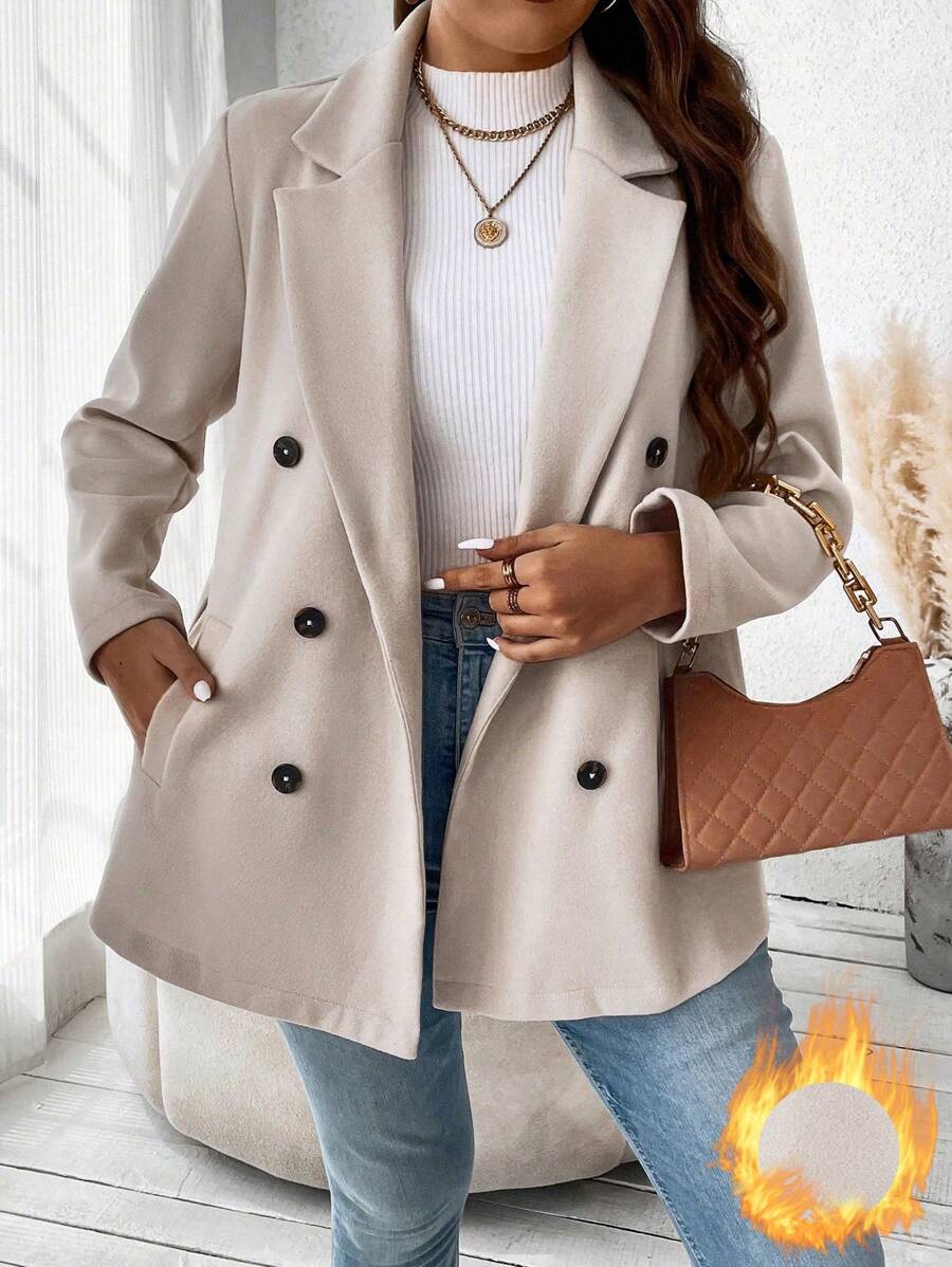 Vionelle Plus Size Coat With Double-Breasted Closure And Suit Collar, For Winter