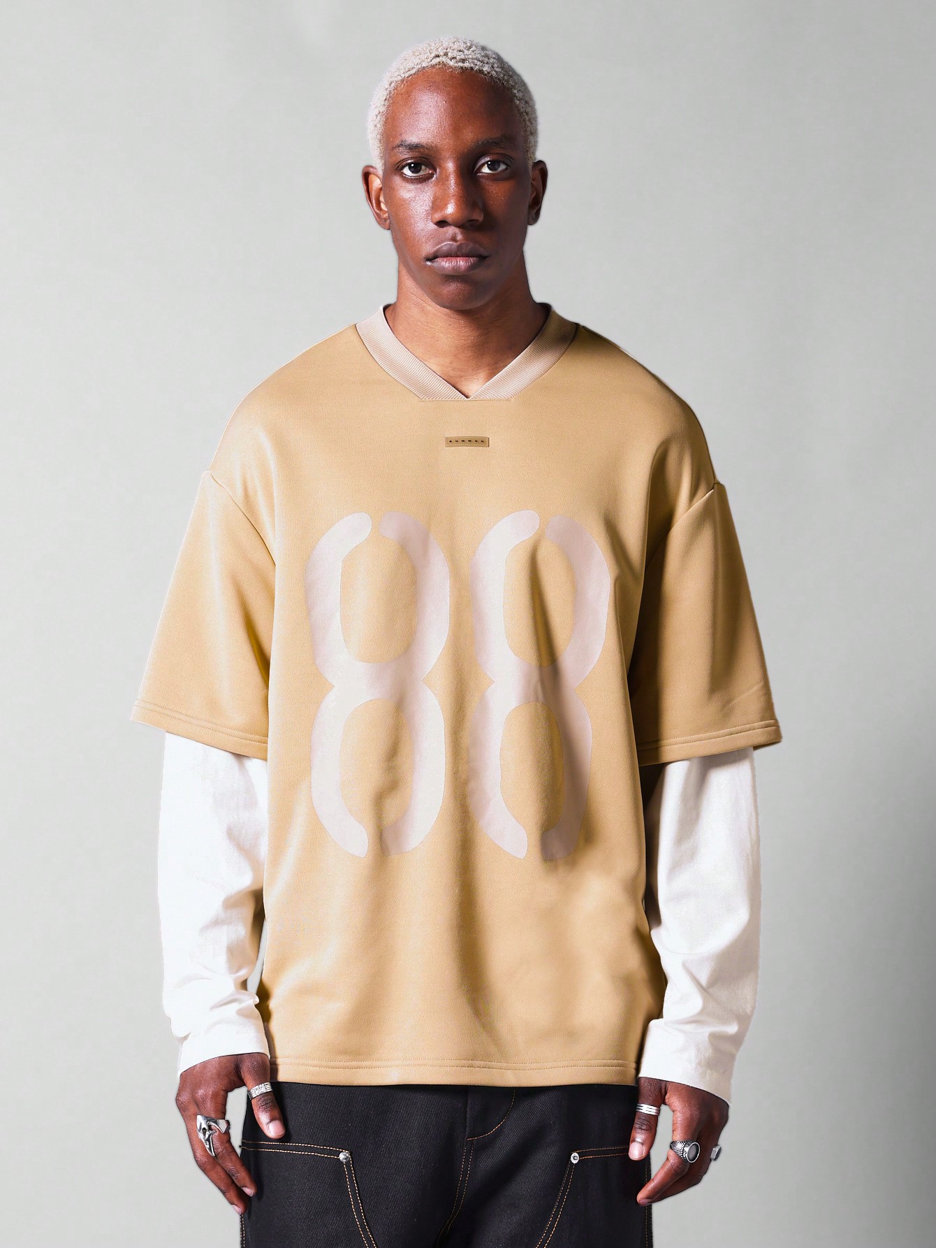 Double Layer Long Sleeve Tee With Front Print｜Sumwon