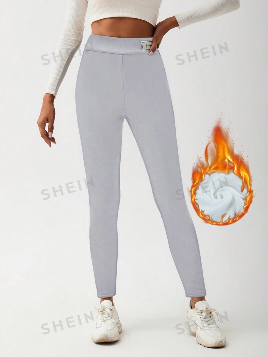 SHEIN LUNE Leggings térmicos con parche de letra