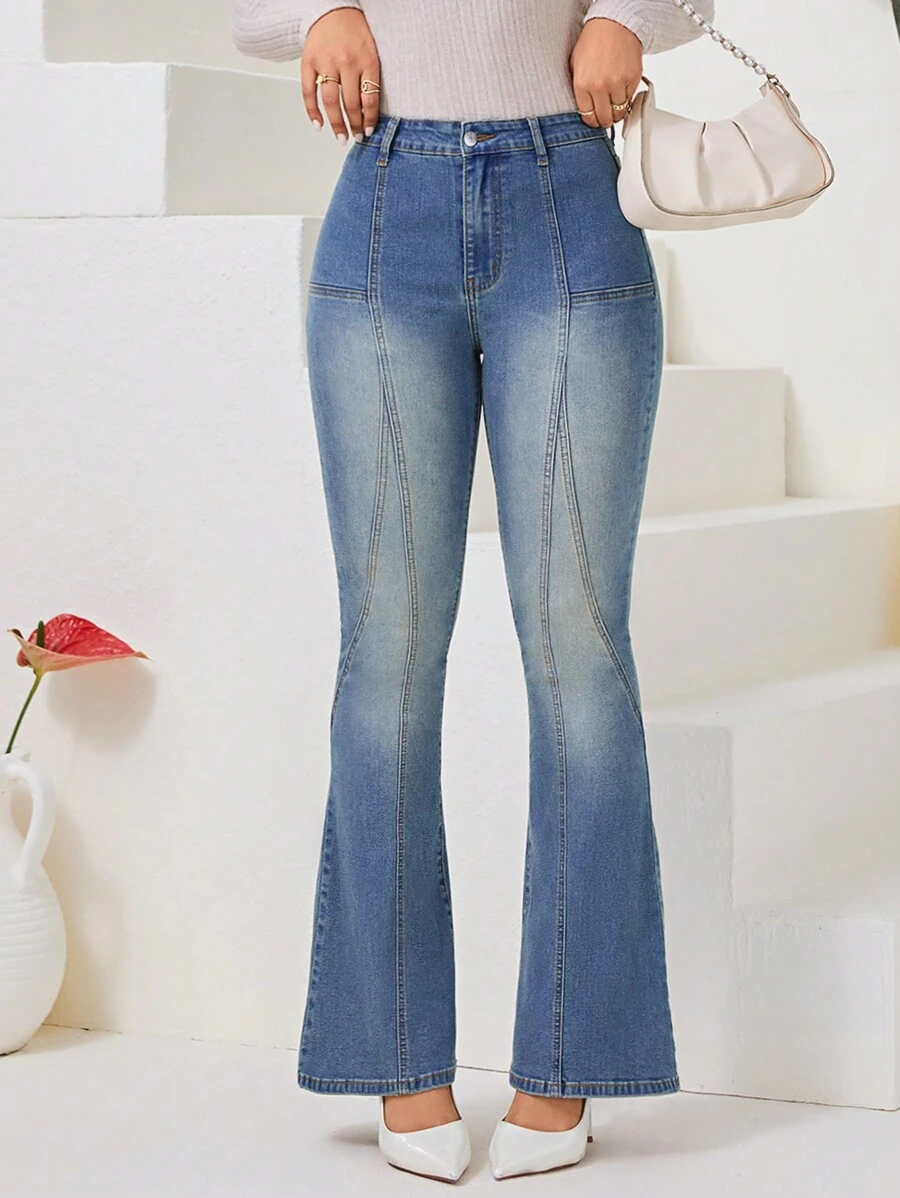 SHEIN Privé Slim Flared Jeans