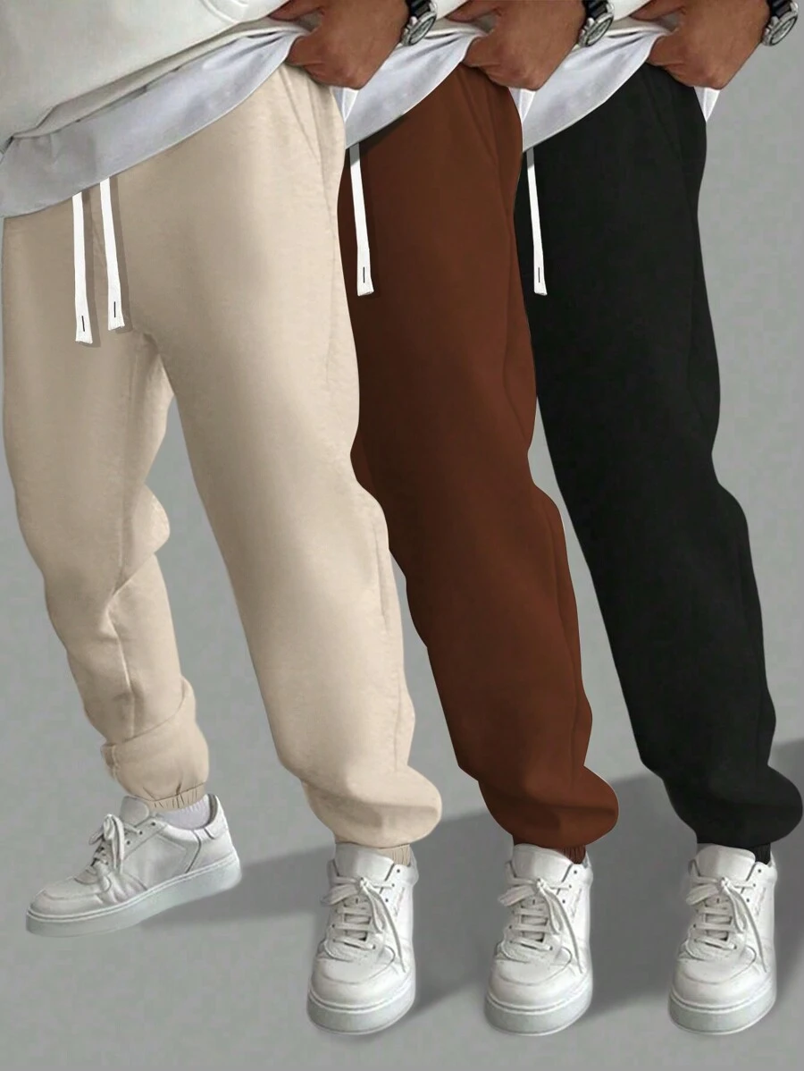 Manfinity Homme 3 piezas Pantalones de chándal sueltos con cordón para hombre