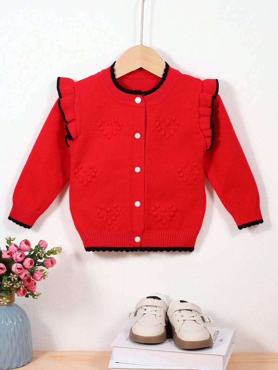Baby Girls' Colorblock Border Ruffle Hem Cardigan