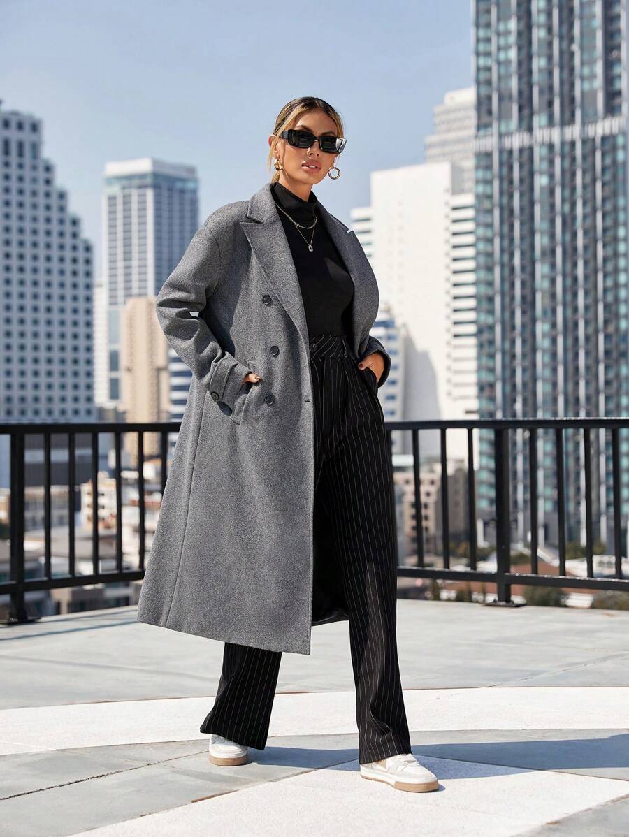 Aveloria Modichic Ladies Lapel Double Breasted Woolen Coat