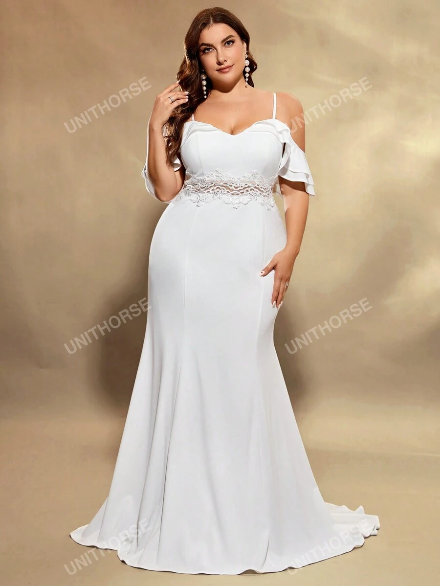 LUNE Women's Lace Strappy Mermaid Wedding Dress