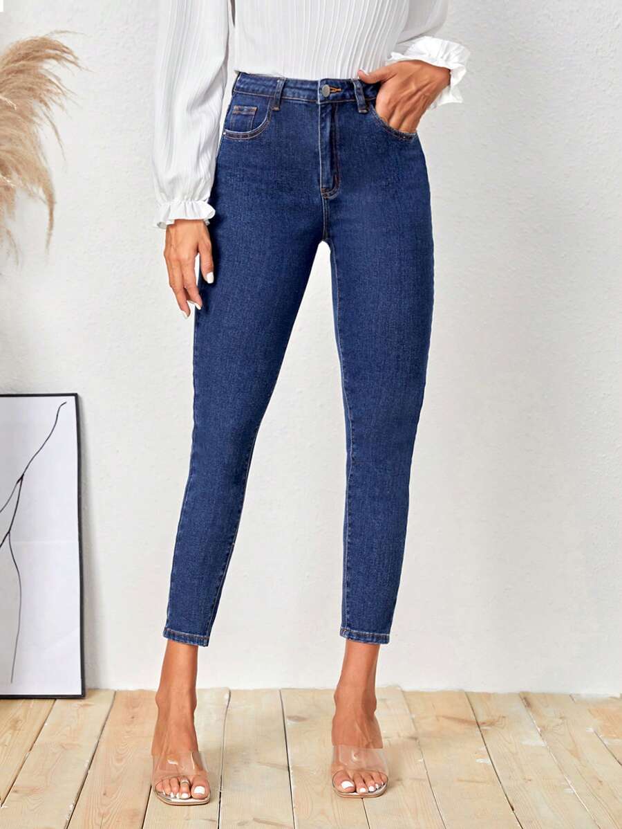 SHEIN LUNE Women's Denim Pants With Pockets