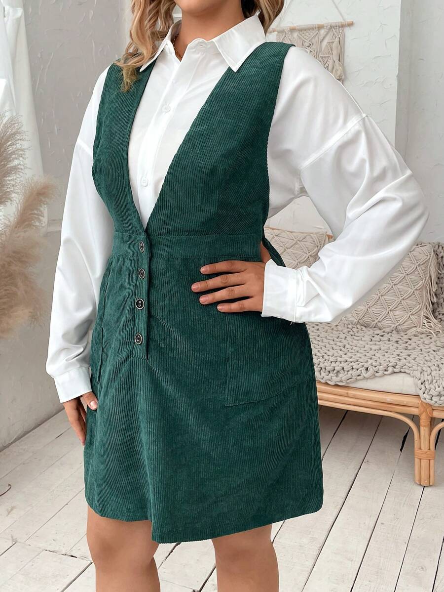 Franclia Plus Button Front Overall Dress Without Shirt