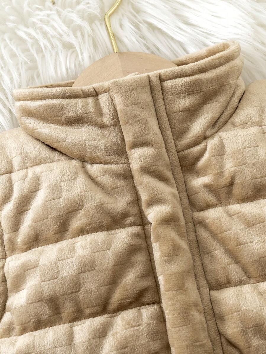 Abrigo sin mangas acolchado de unicolor a cuadros para bebés niños, ropa deportiva casual de invierno con forro térmico