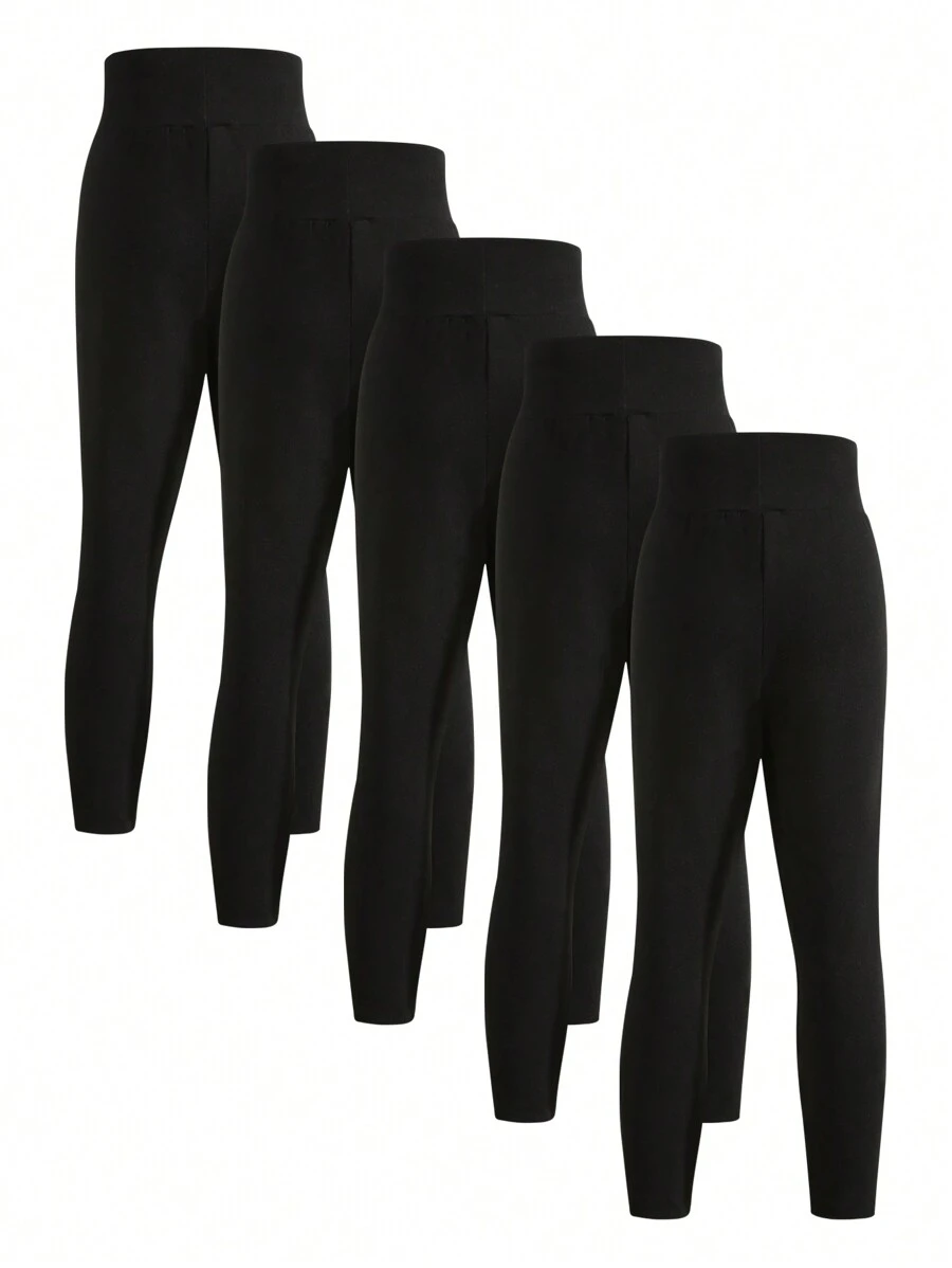 SHEIN Leggings cómodos para niñas preadolescentes en combinación de unicolor
