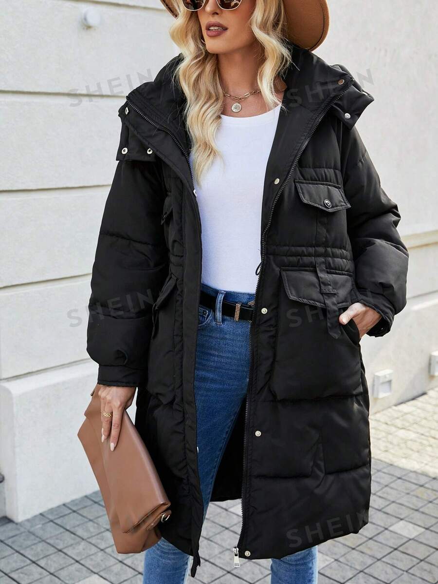 SHEIN LUNE Abrigo con capucha y relleno para el invierno