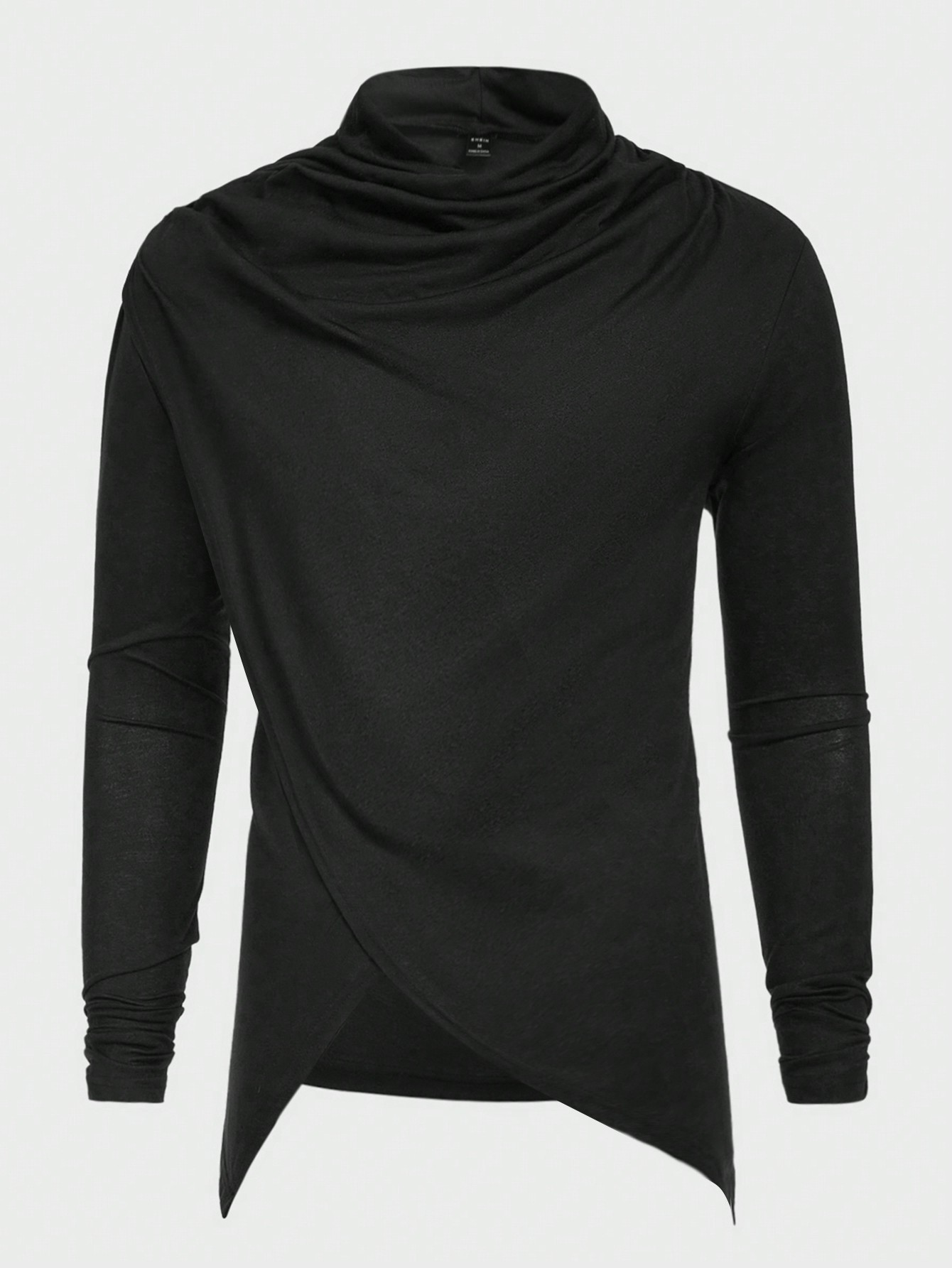 Manfinity Homme Men Long Sleeve Asymmetrical Hem Plain T-Shirt, Vacation, Fall