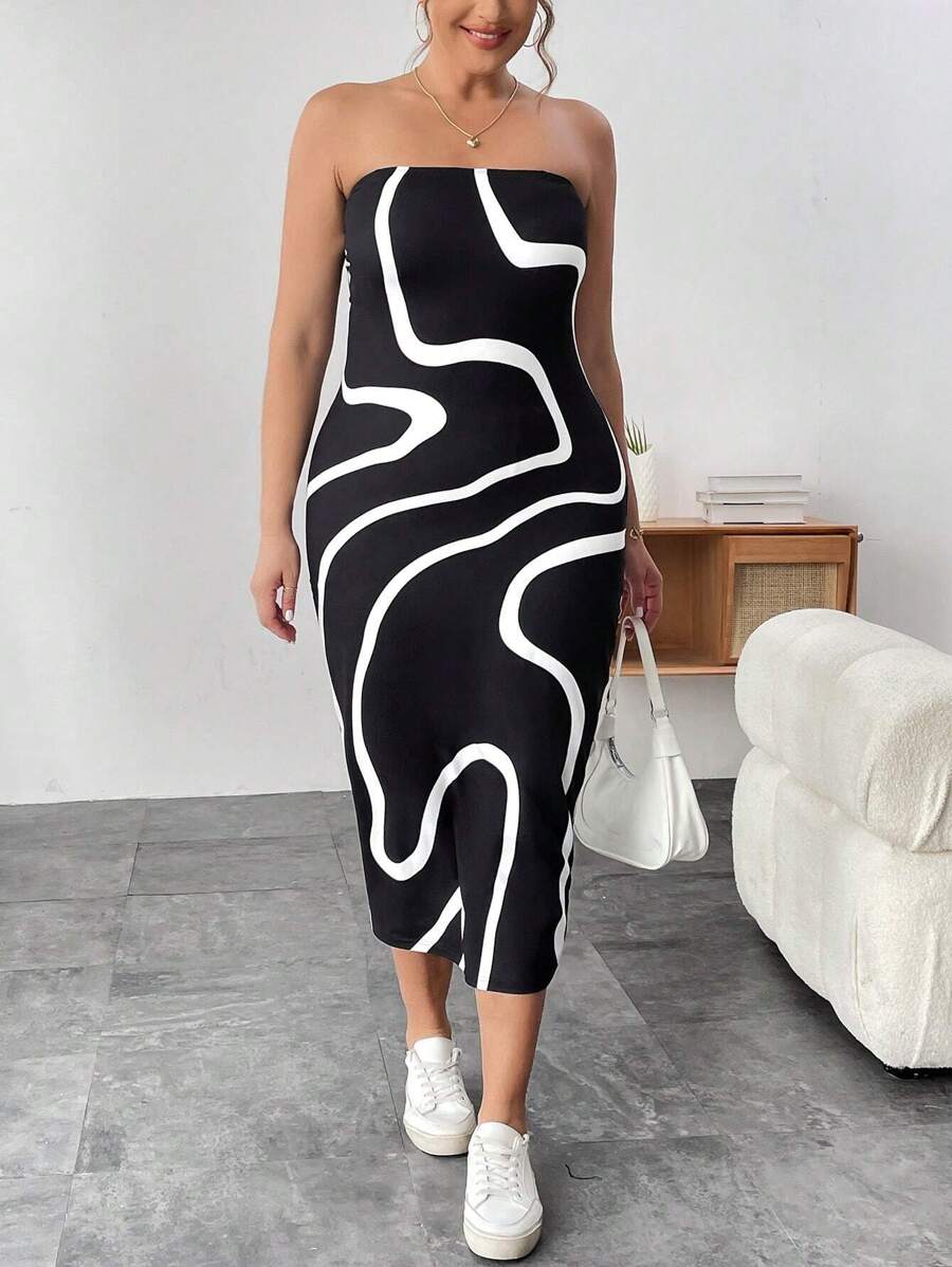 SHEIN Essnce Robe Sans Bretelles Grande Taille Pour Femmes
