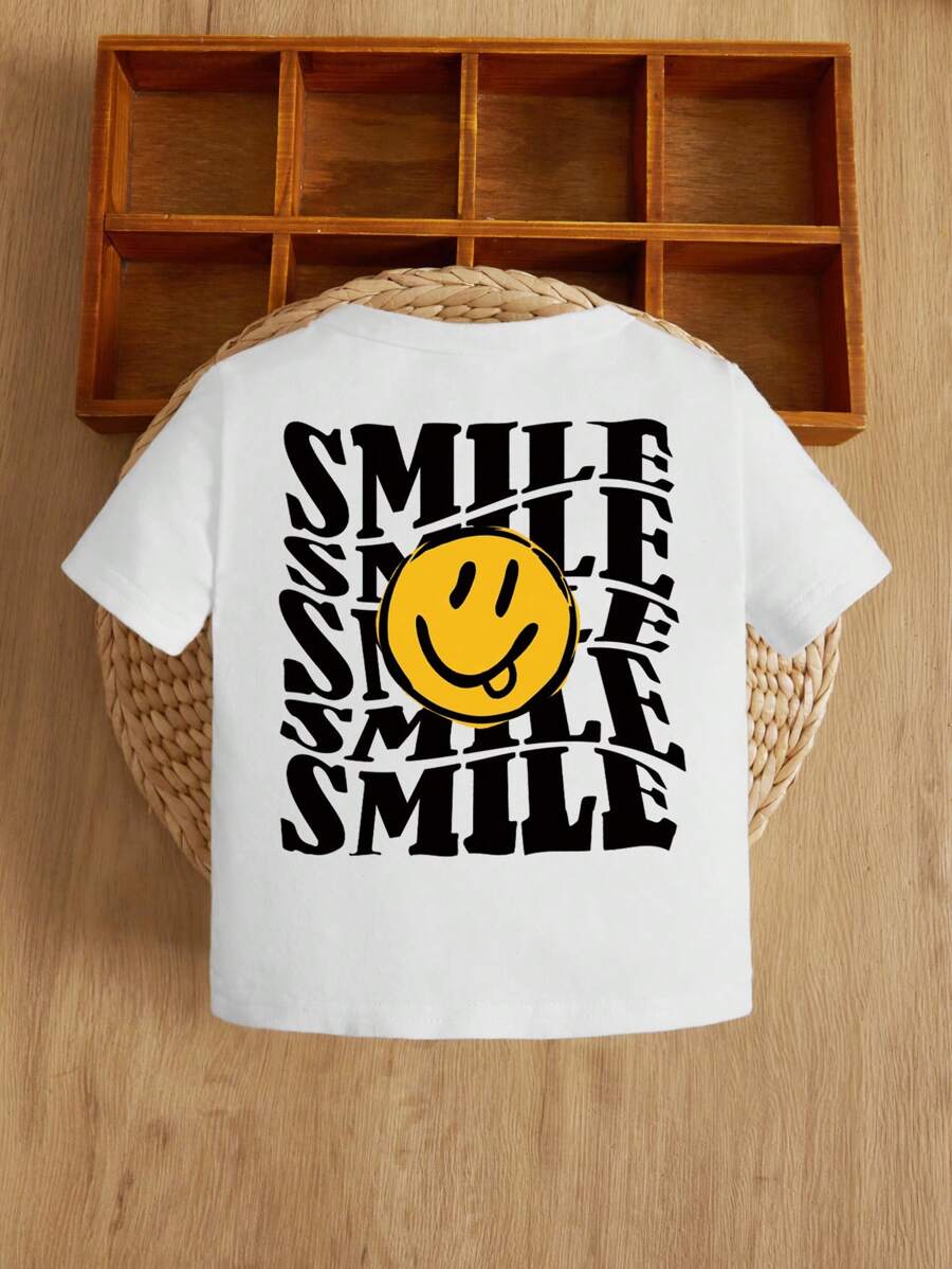 Casual T-shirt met letter- en cartoonprint voor babymeisjes, geschikt voor de zomer