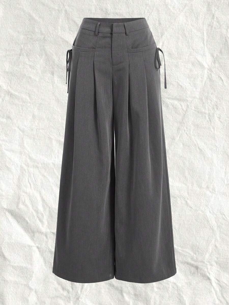 SHEIN EZwear Gray Textured Plus Size Women's Suit Pants