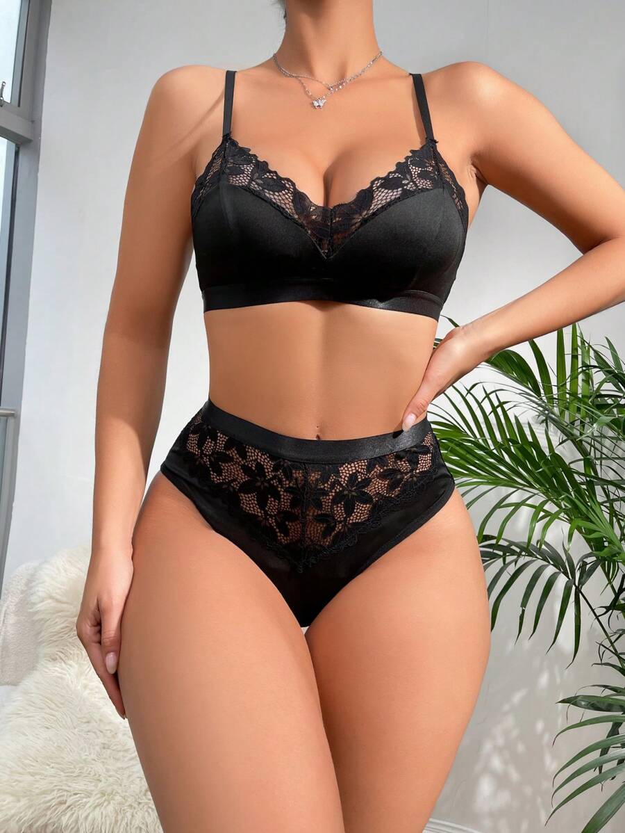 Lace Patchwork Lingerie Set Shein Usa