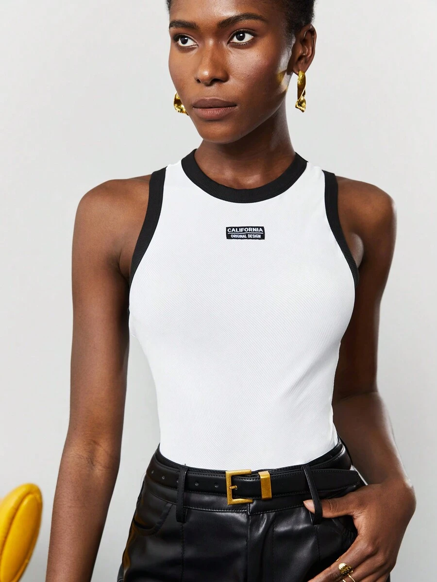 Maija Letter Patched Edge Detail Tank Top