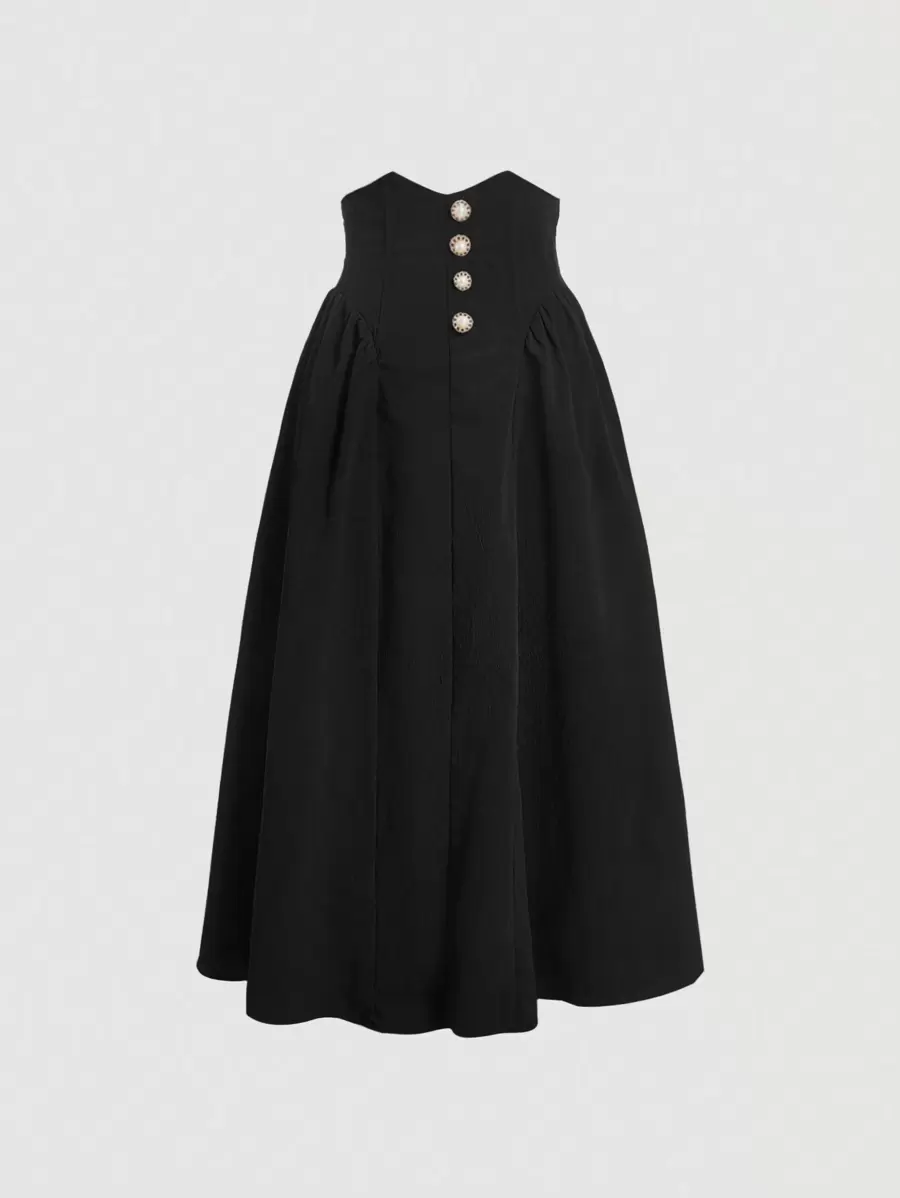 SHEIN MOD Button Decorated High Waist A-line Skirt