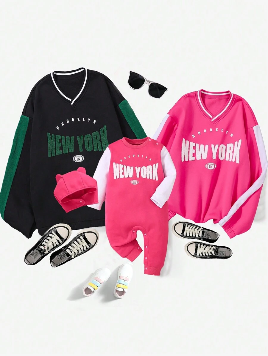 Infant Girls' Words Printed Colorblock Romper