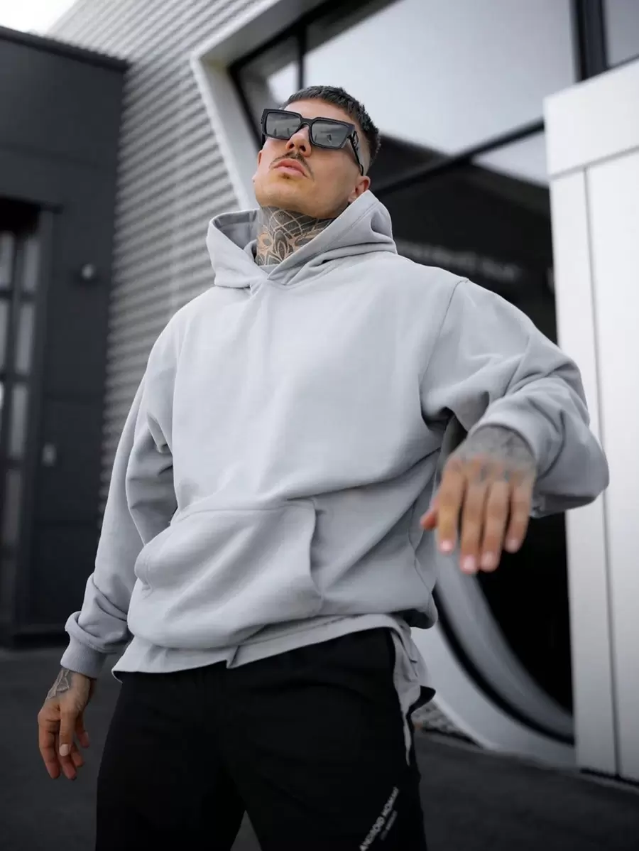 Sweat À Capuche À Épaules Tombantes Et Poche Kangourou Pour Homme