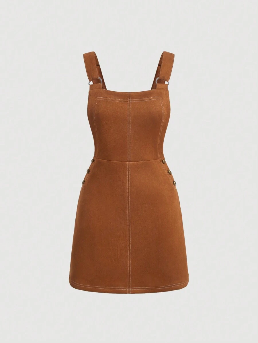 SHEIN MOD Ladies' Solid Color Suspender Dress