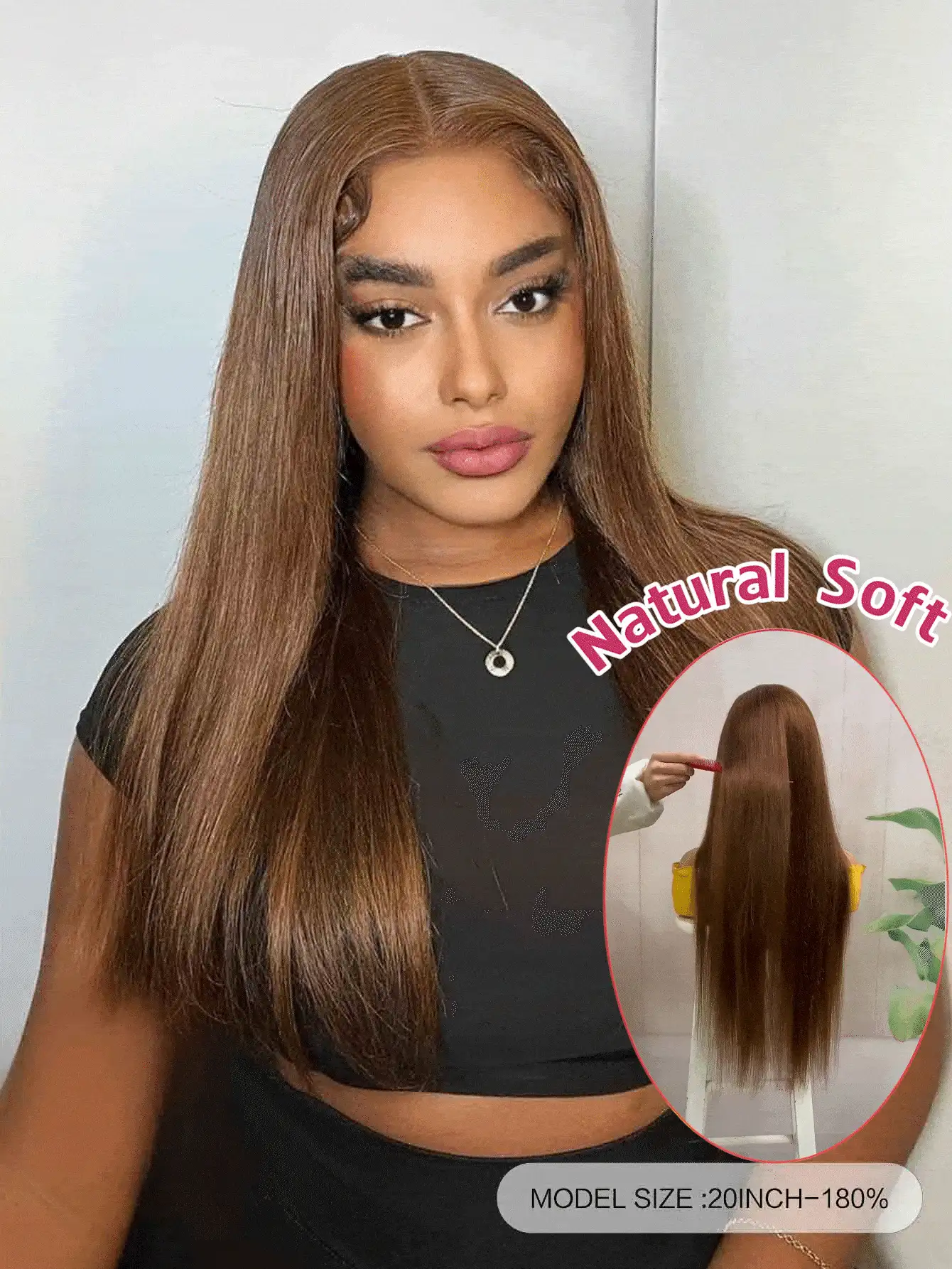 Transparent Lace 13x4 Lace Front Wigs Brown Color Long Straight Hair Human Hair 180 Density Pre Plucked With Baby Hair Daily Use