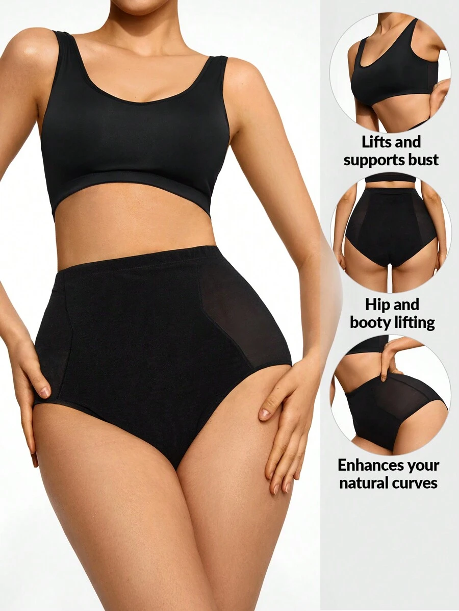 SHEIN Shape Einfarbig hoher Taille, Figurformende Unterwäsche mit Set