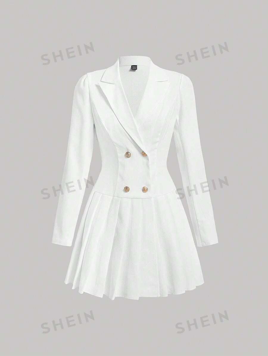 SHEIN MOD Vestido Cruzado Con Dobladillo Plisado Para Mujer